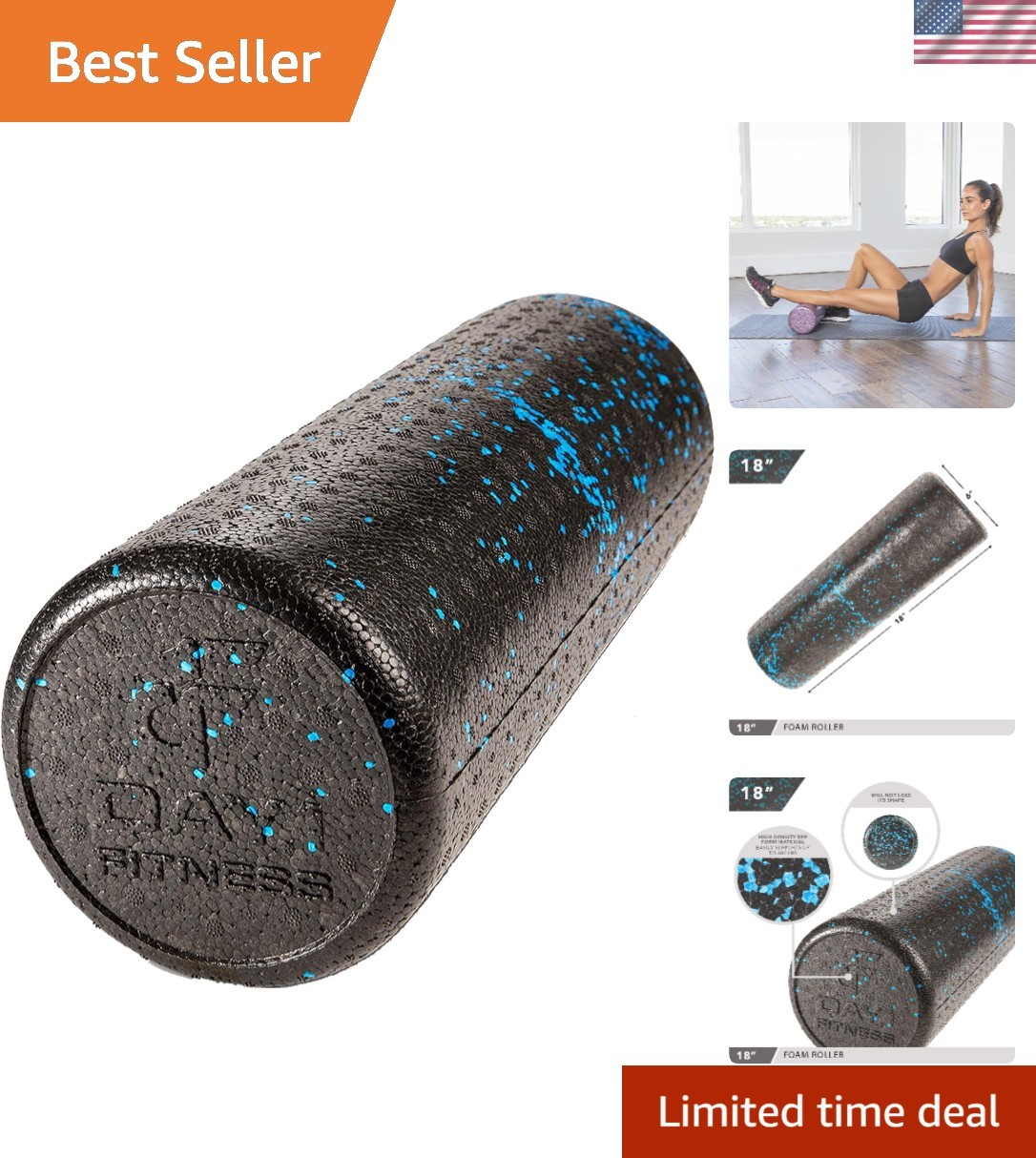 High-Density Blue Speckled Foam Roller, 12” - Ultimate Muscle Recovery Tool