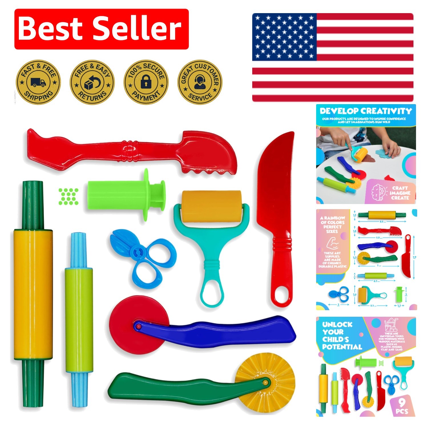 Encourage Imagination with Our 9-Piece Clay & Play Dough Tools Set for Kids