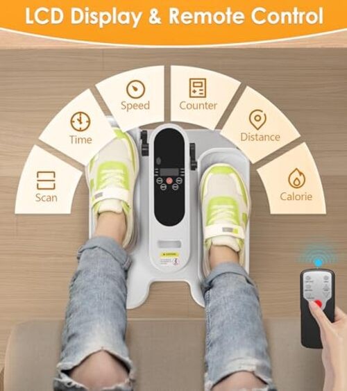 Under Desk Elliptical Machine, Electric Seated Leg Exerciser for Seniors, White
