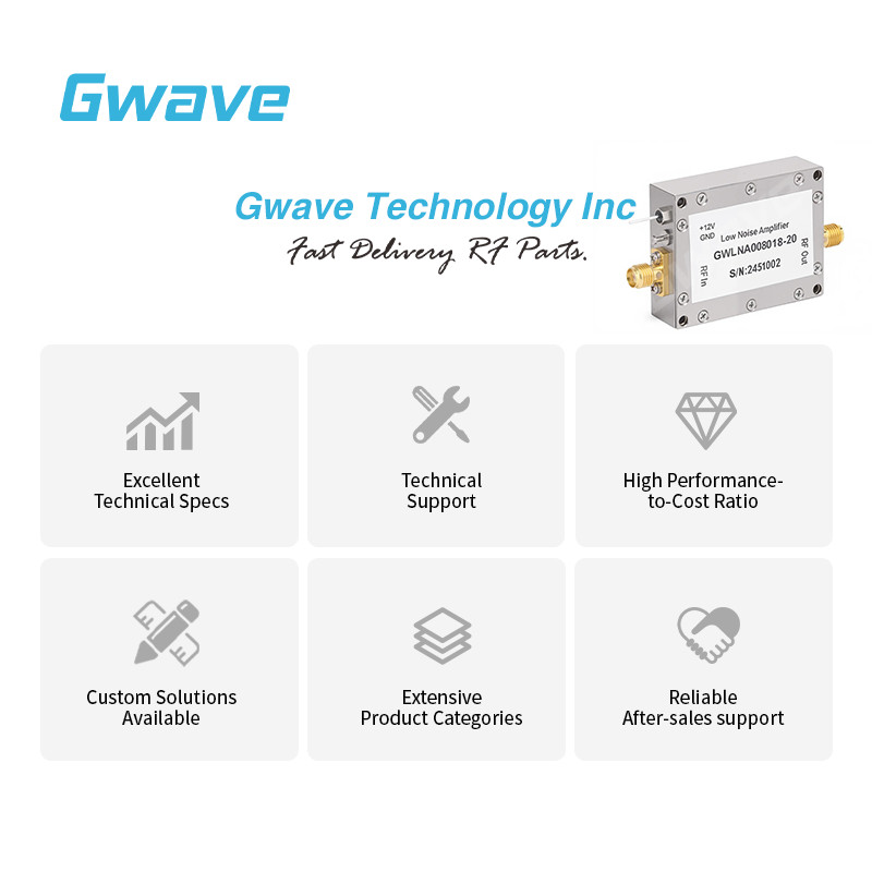 SMA Female Low Noise Amplifier(LNA), 2.5dB Noise Figure, 800M - 18GHz, 20dB Gain