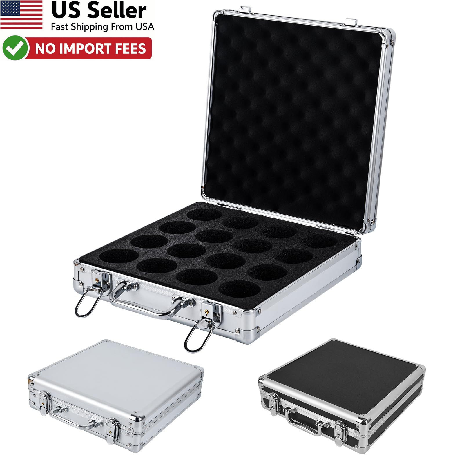 Pool Billiard Ball Case Storage Box Holds 16 Balls 2.25 Inch Portable Hand Grip