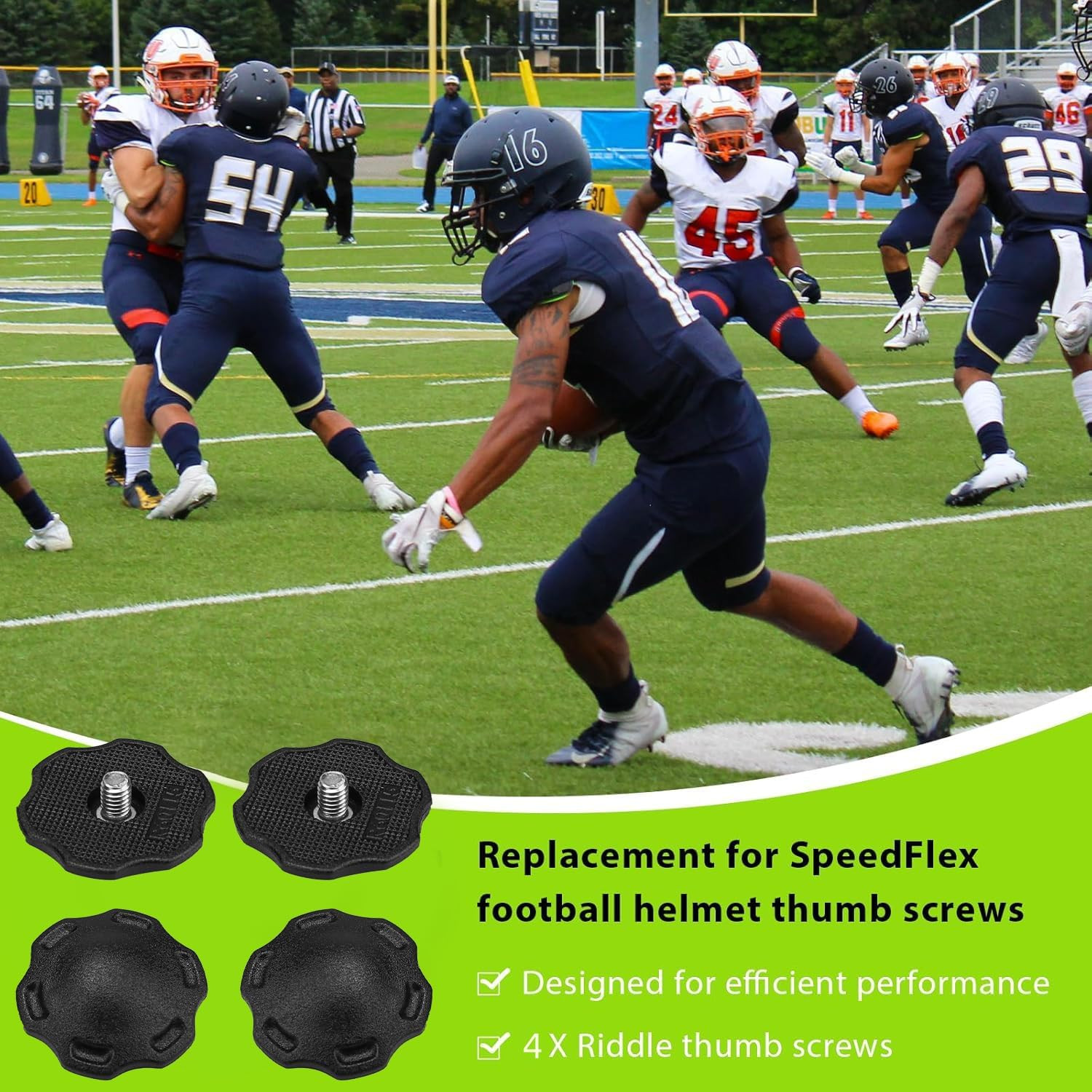Football Helmet Thumb Screws Compatible with Riddell Speedflex Chinstrap Thumb