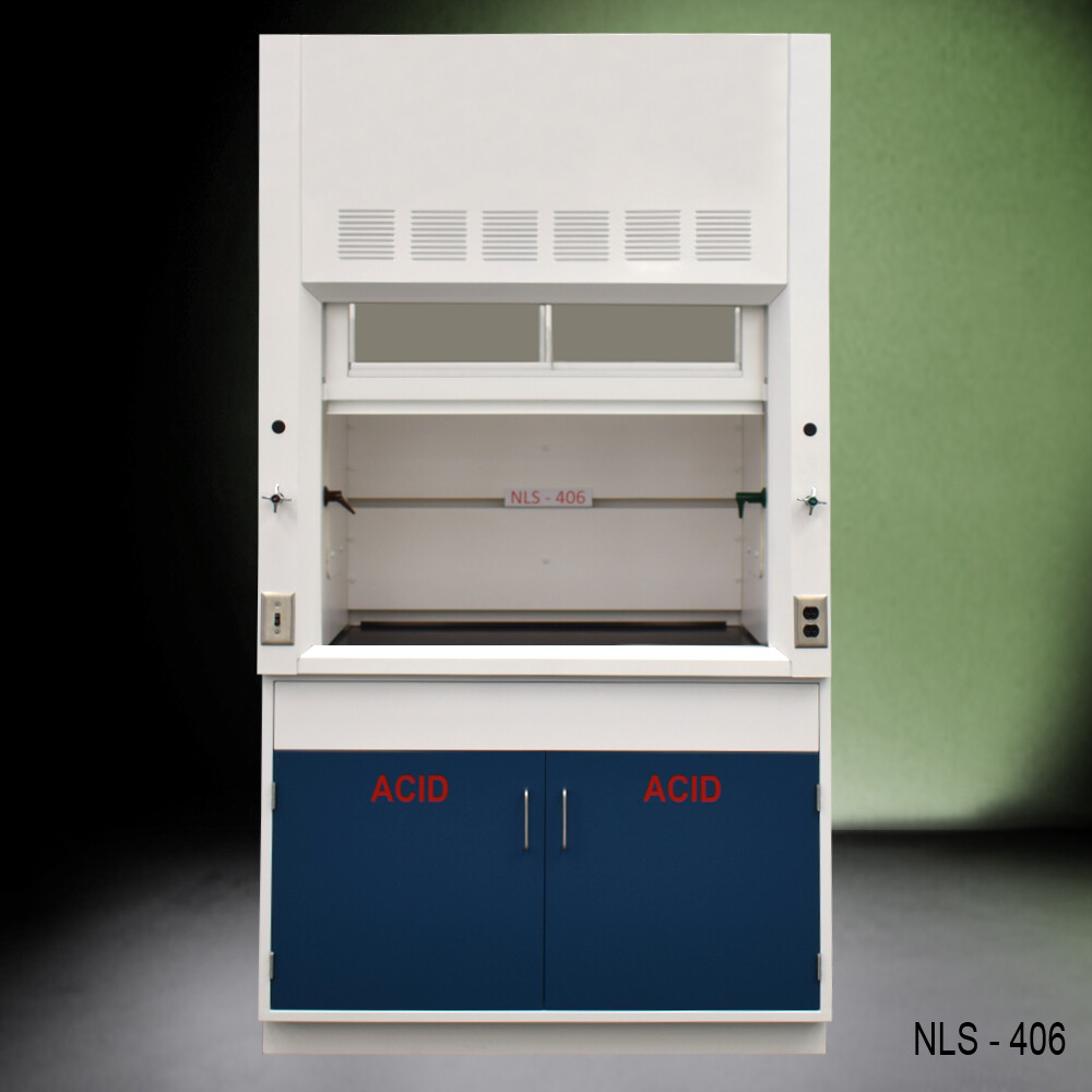 4' Fisher American Laboratory Fume Hood w/ ACID Storage Cabinet / E1-449