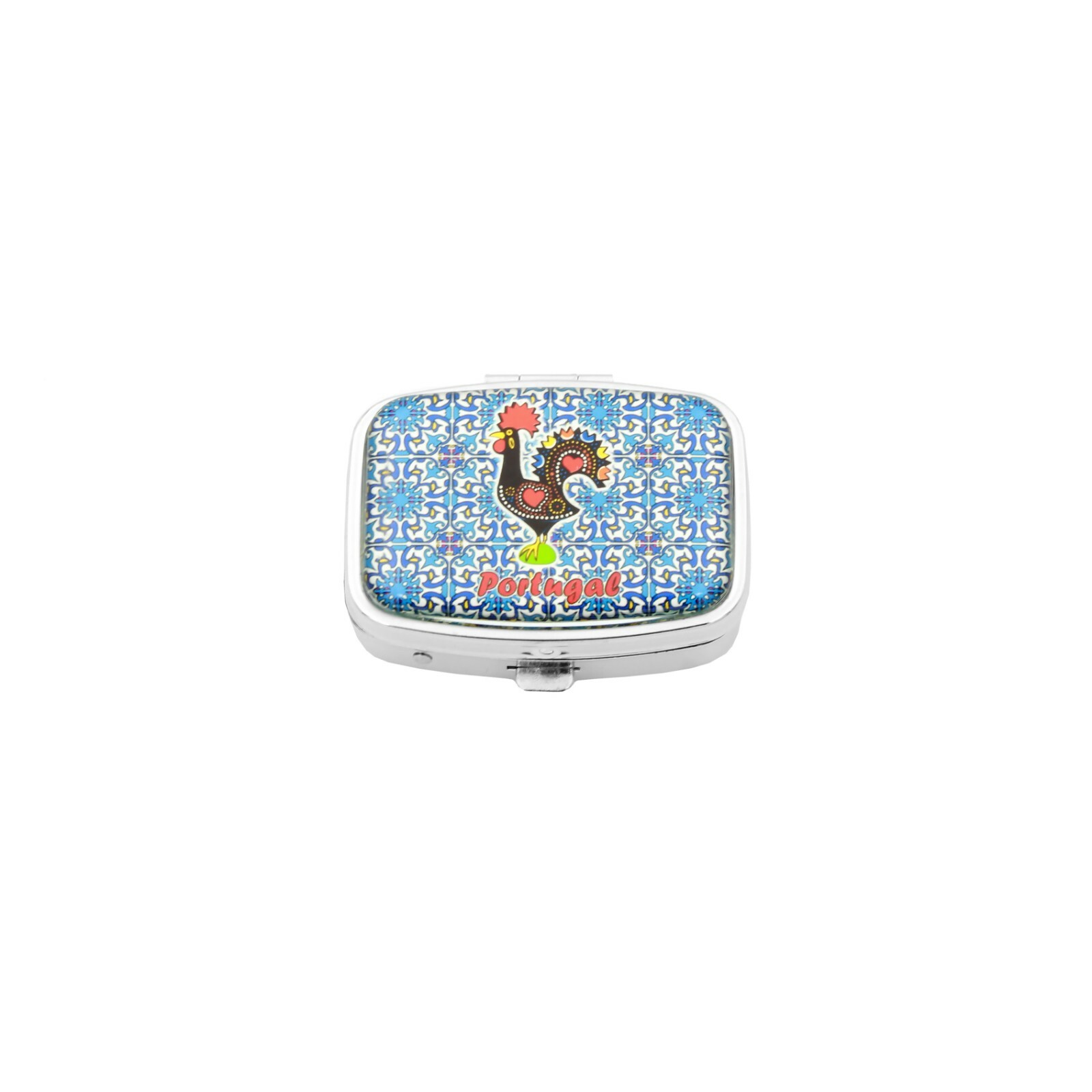 Metal Pocket Pill Box Case Organizer Souvenir from Portugal
