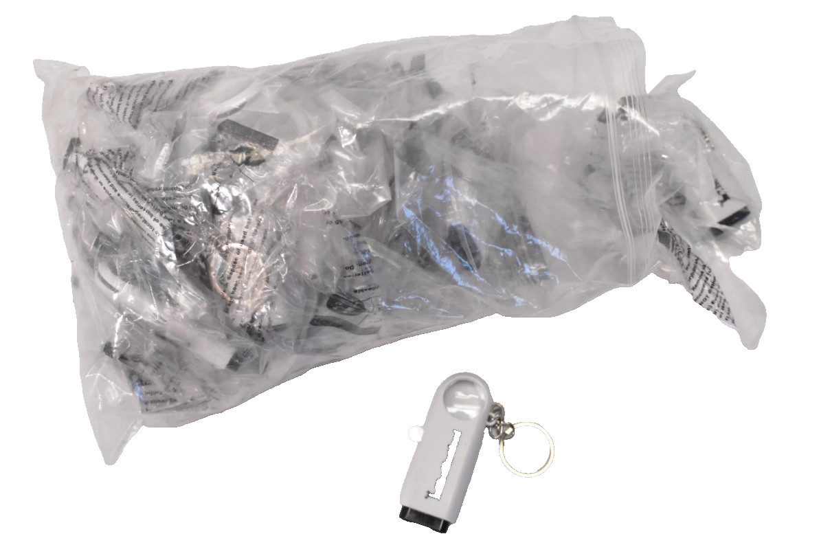 Lot of 34 3-In-1 Keychain Magnifier Flashlights Collectibles BRANDED Bulk Pack