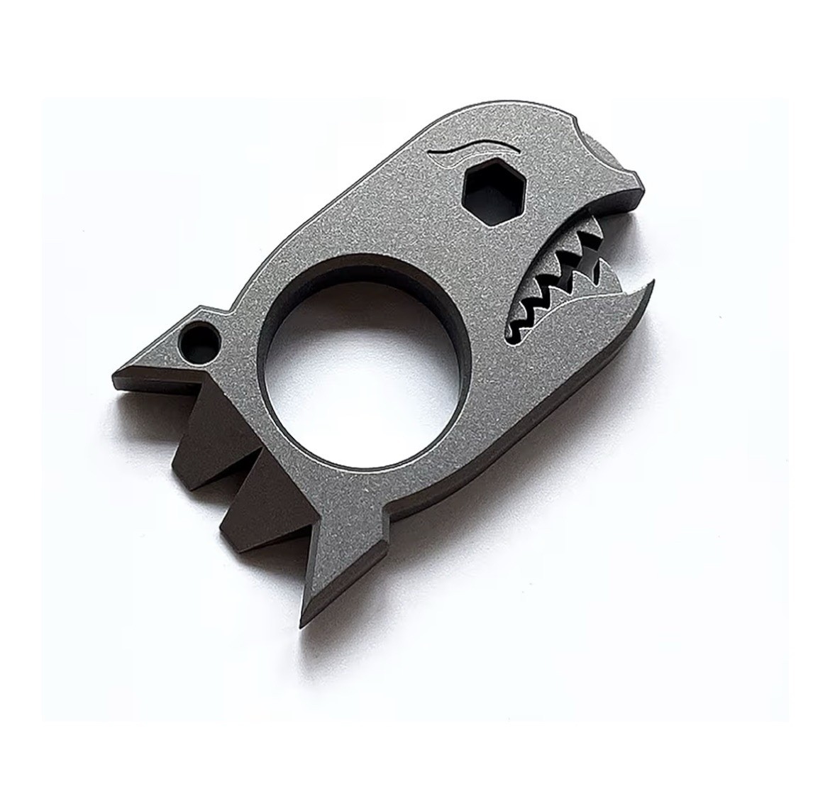 Titanium Alloy Pocket Tool Shark Shape Bottle Opener Hexagon Wrench Keychain EDC