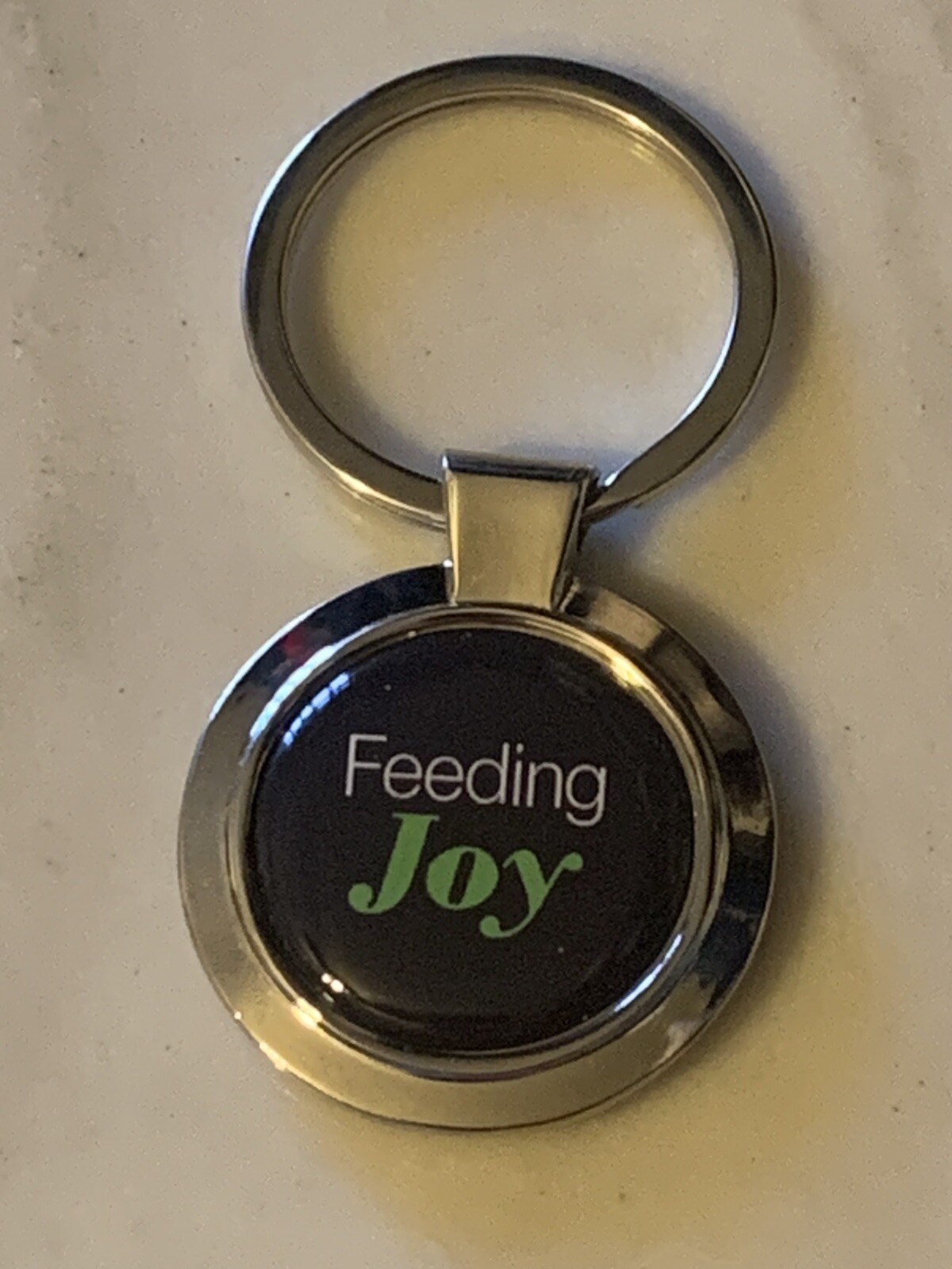 Feeding Joy Silver Toned Keyring Keychain