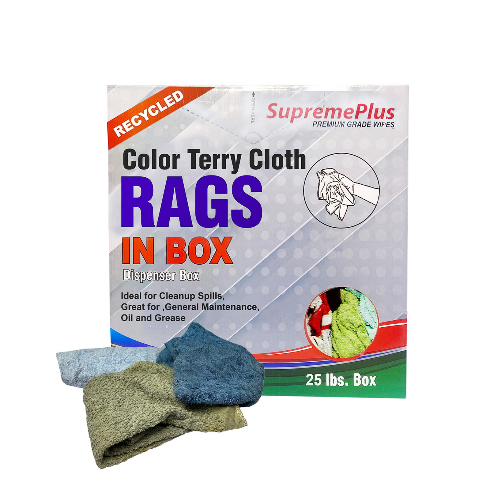 Color Terry Towel Rags-25 lbs. Compressed Box Multipurpose Wiping Towel