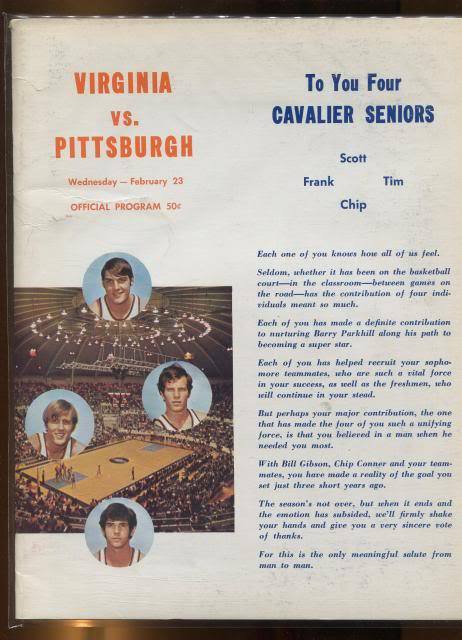 College Basketball Program ACC Virginia 1971 1972 Pittsburgh Panthers