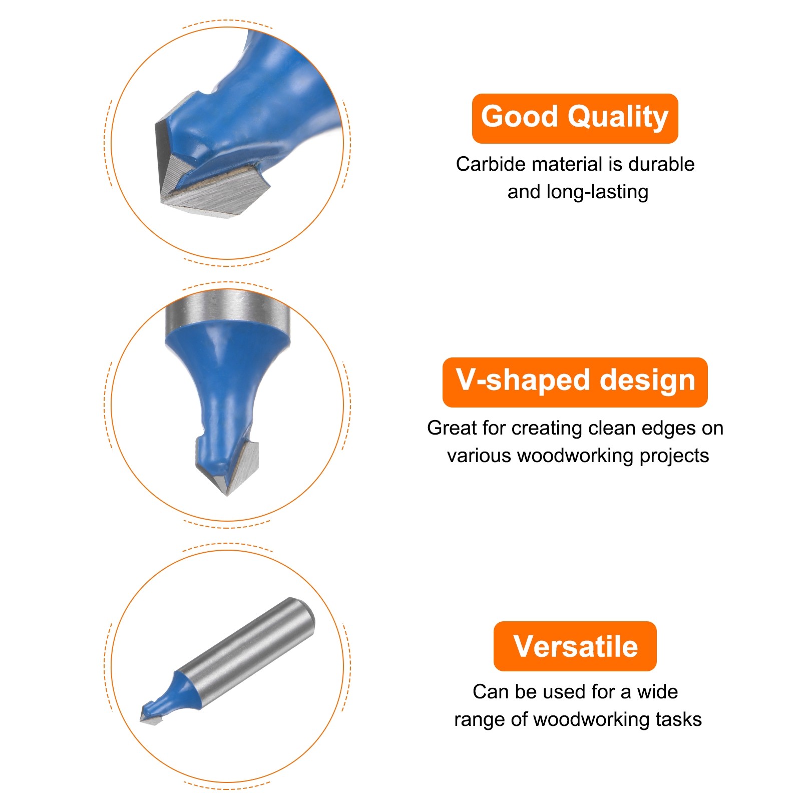 Router Bit 1/4" Dia 1/2" Shank 90 Degree V Type End Mill Edge Trimmer