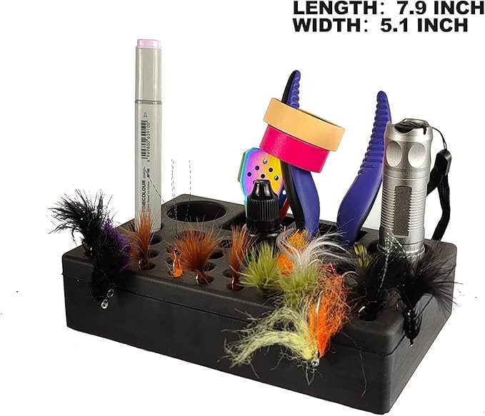 Fly Tying Desktop Storage Rack in Black and Gray, High Density Flying Pliers ...