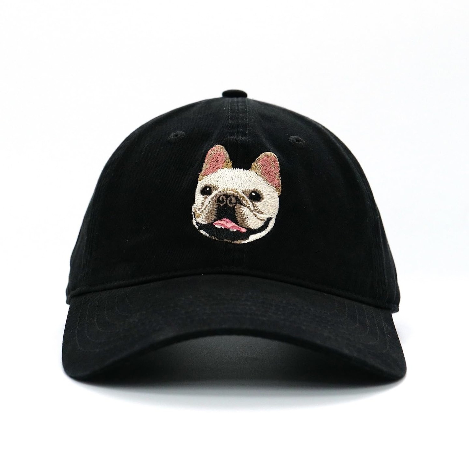 French Bulldog Baseball Cap, Embroidered Dad Hat, Black, 100% Cotton, Adjusta...