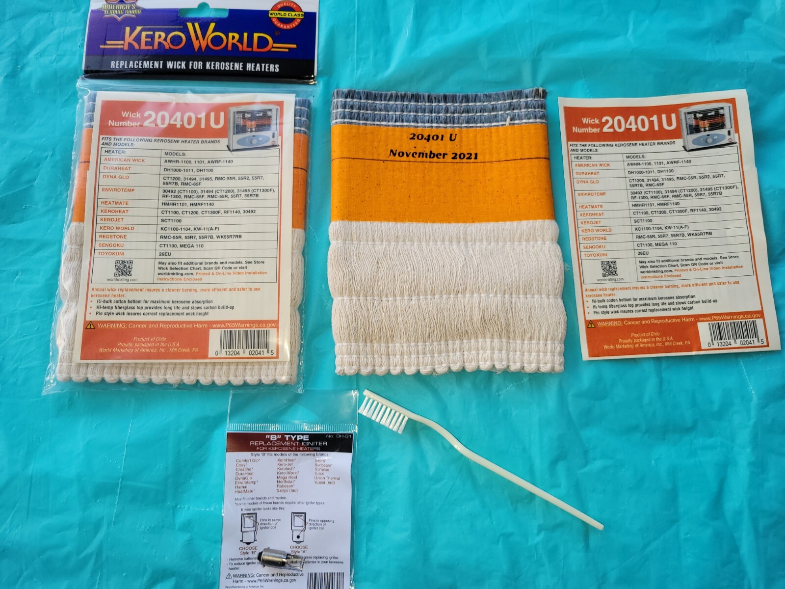 AMEERICAN WICK AWHR-1100,1101,AWRF-1140 KEROSENE HEATER WICK,IGNITER,BRUSH/GUIDE
