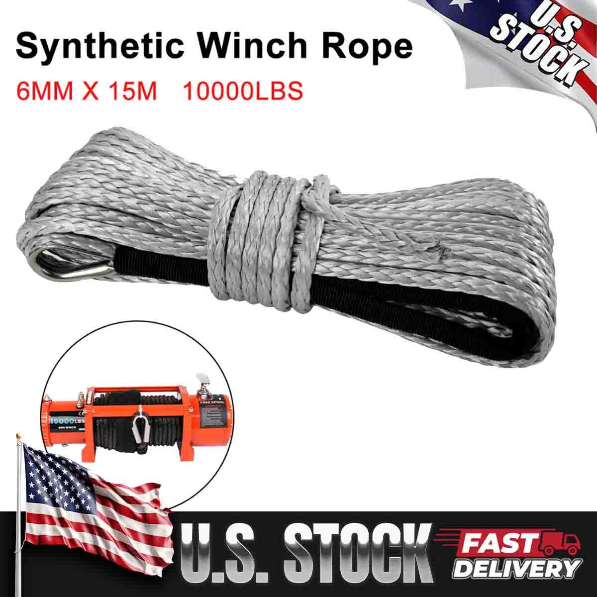 1/4"x50' Synthetic Winch Rope 10000LBS Recovery Cable for ATV UTV Offroad 4WD CL