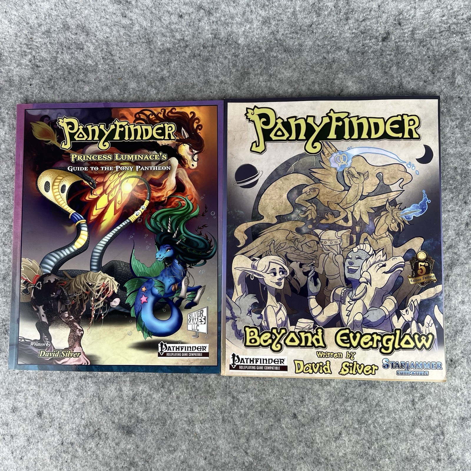 PonyFinder RPG 2-Book Lot Beyond Everglow & Princess Luminace Pantheon Guide