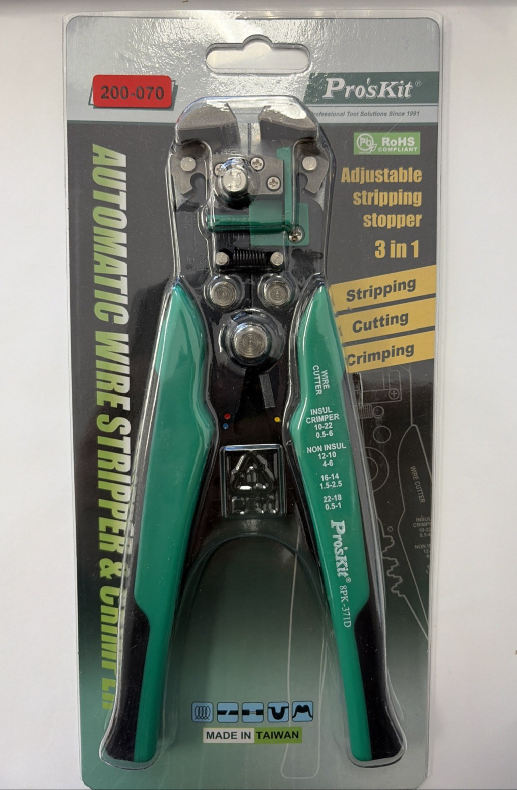 PRO'SKIT 200-070 Automatic Wire Stripper 3 in 1 Stripping, Cutting, Crimping