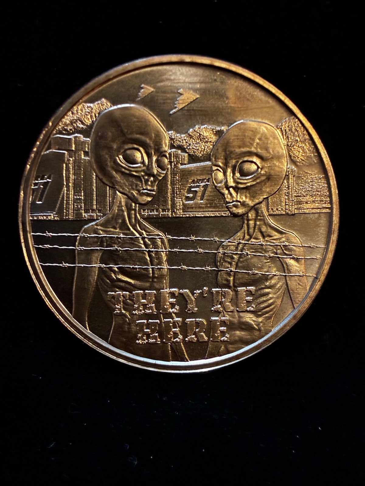 Aliens They’re Here 1 AVDP oz .999  Fine Copper Round Collectible. BU (Area 51)