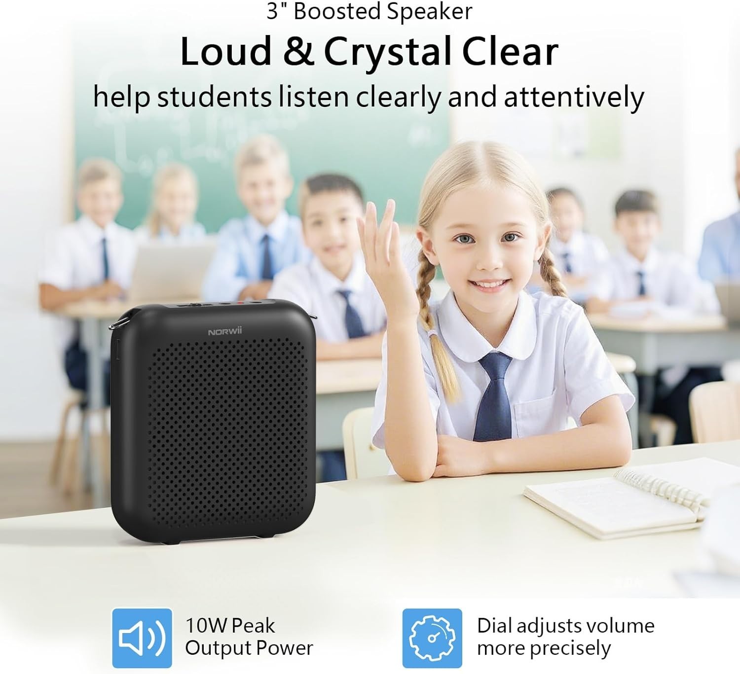 Norwii Bluetooth Voice Amplifier, USB-C Rechargeable - 4000mAh