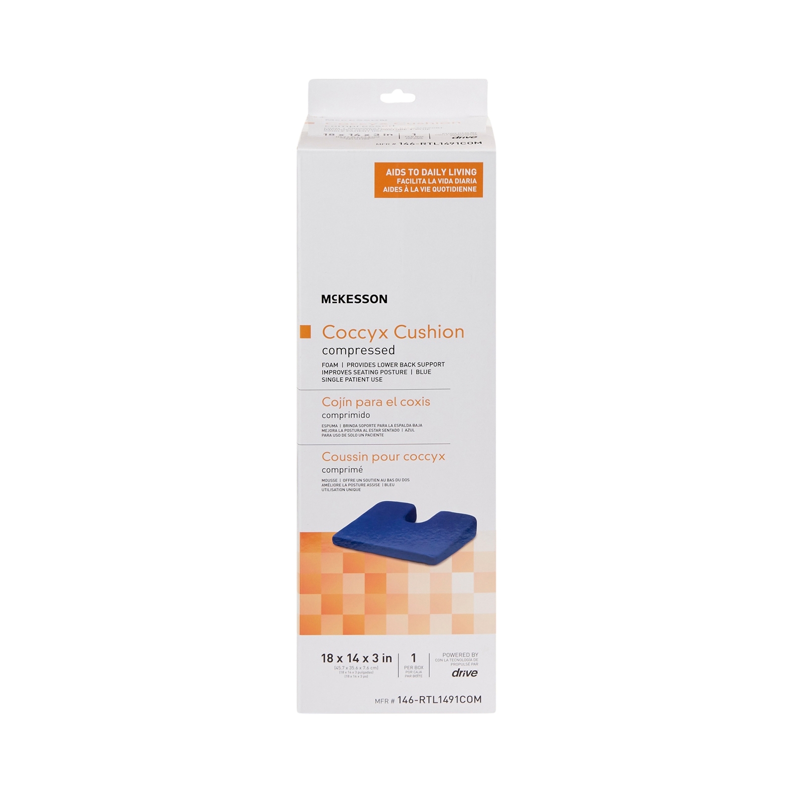 McKesson Foam Coccyx Relief Seat Cushion For General Seating Use