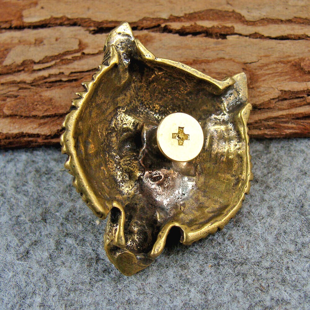Brass "Wolf Head" Shape Bag Wallet Conchos Rivet Stud Punk Screw Back
