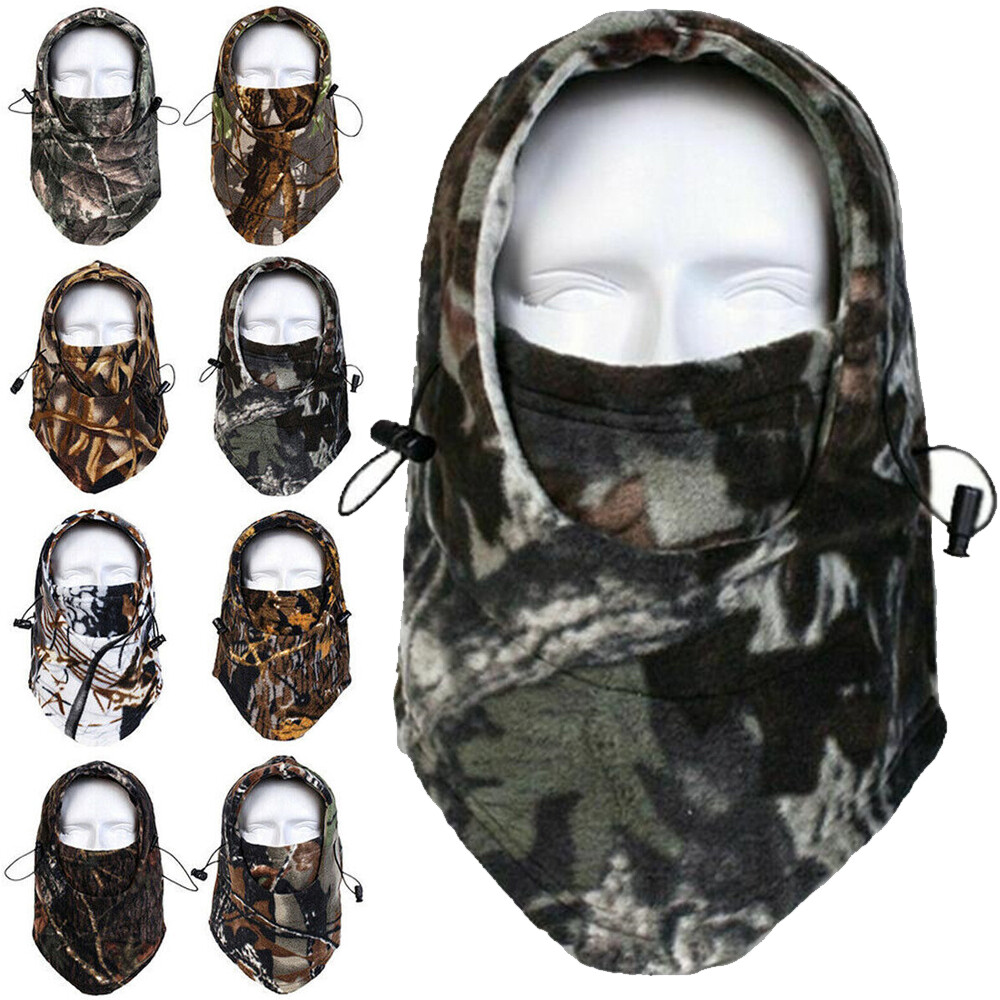 Balaclava Face Mask Fleece Fishing Hunting Ski Windproof Camo Hood Neck Cover US