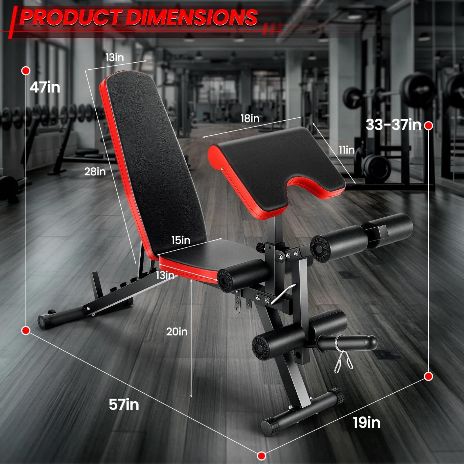 800LBS Adjustable Foldable Weight Bench Olympic Strength Training Workout Bench