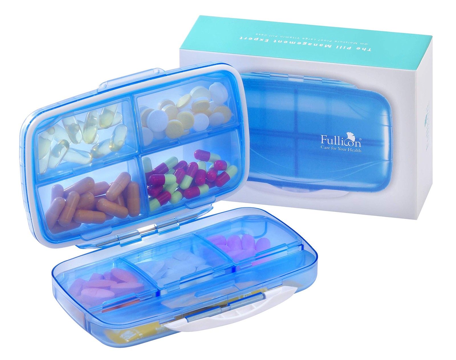 Travel Pill Organizer Large Portable Medication Organizer, Oversize 8 Compart...