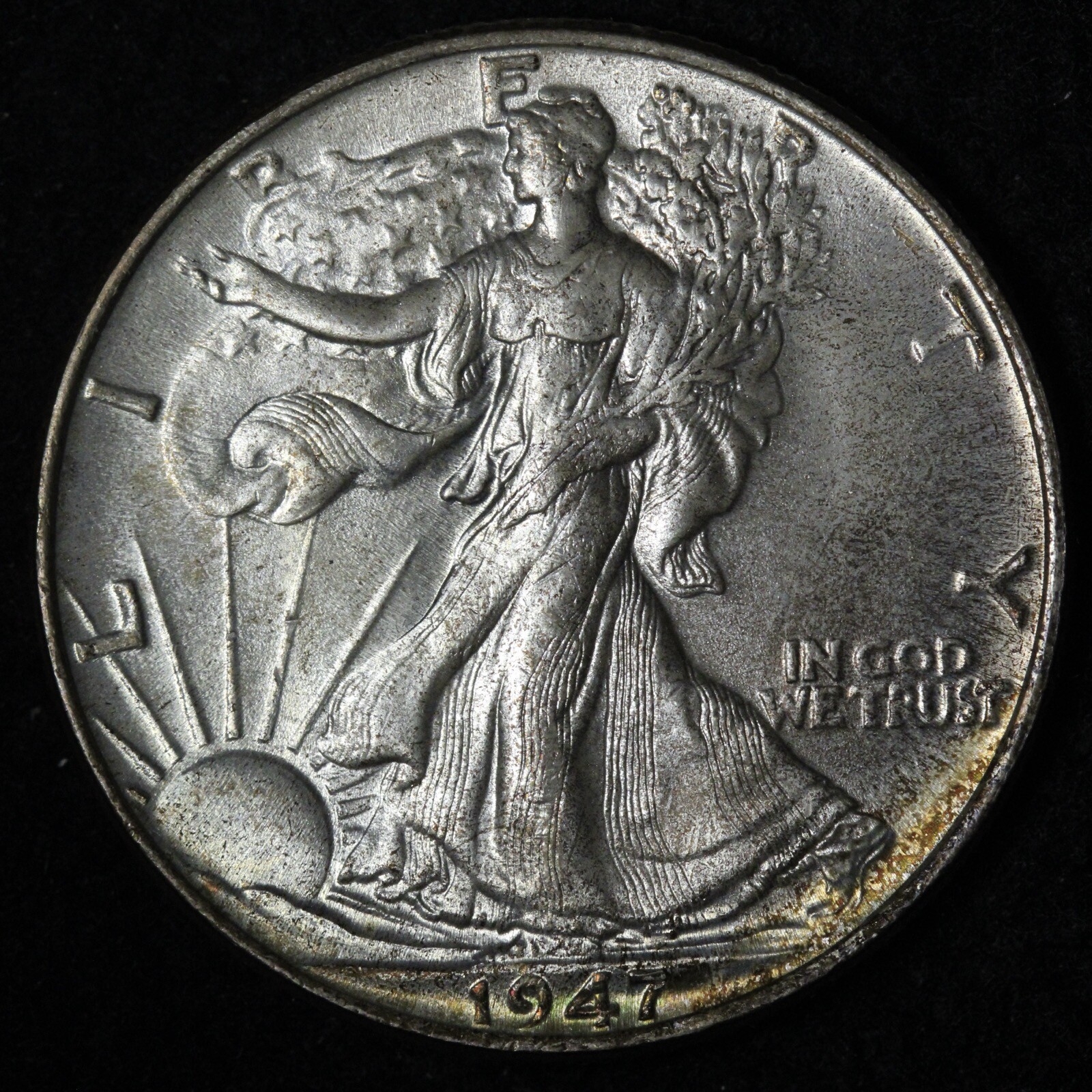 1947 Walking Liberty Half Dollar GEM BU *UNCIRCULATED* MS MINT TONING E308 KRFA