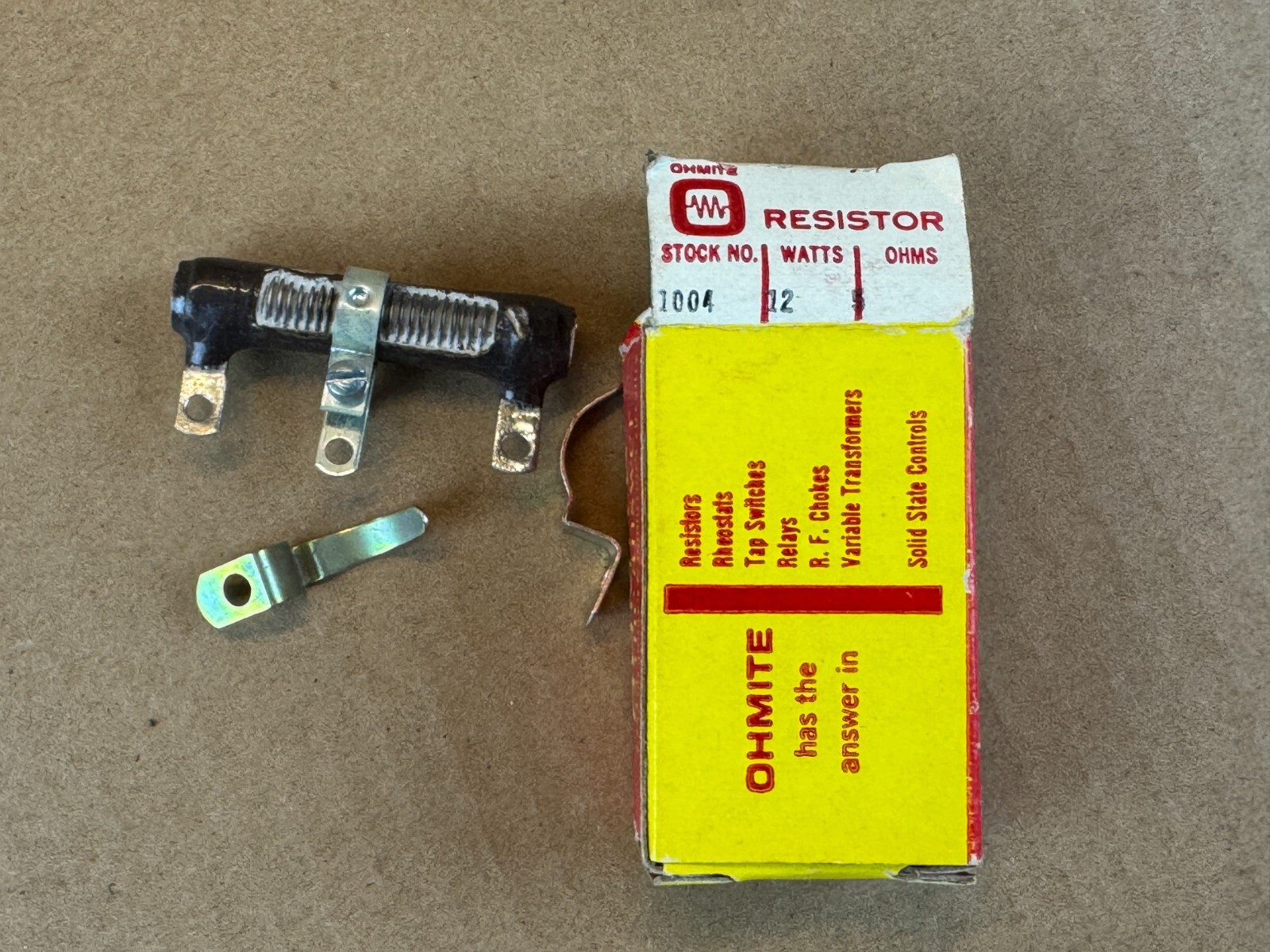 NOS NIB Vintage Ohmite 5 ohm 12W 12 watt Dividohm Ceramic Power Resistor No 1004