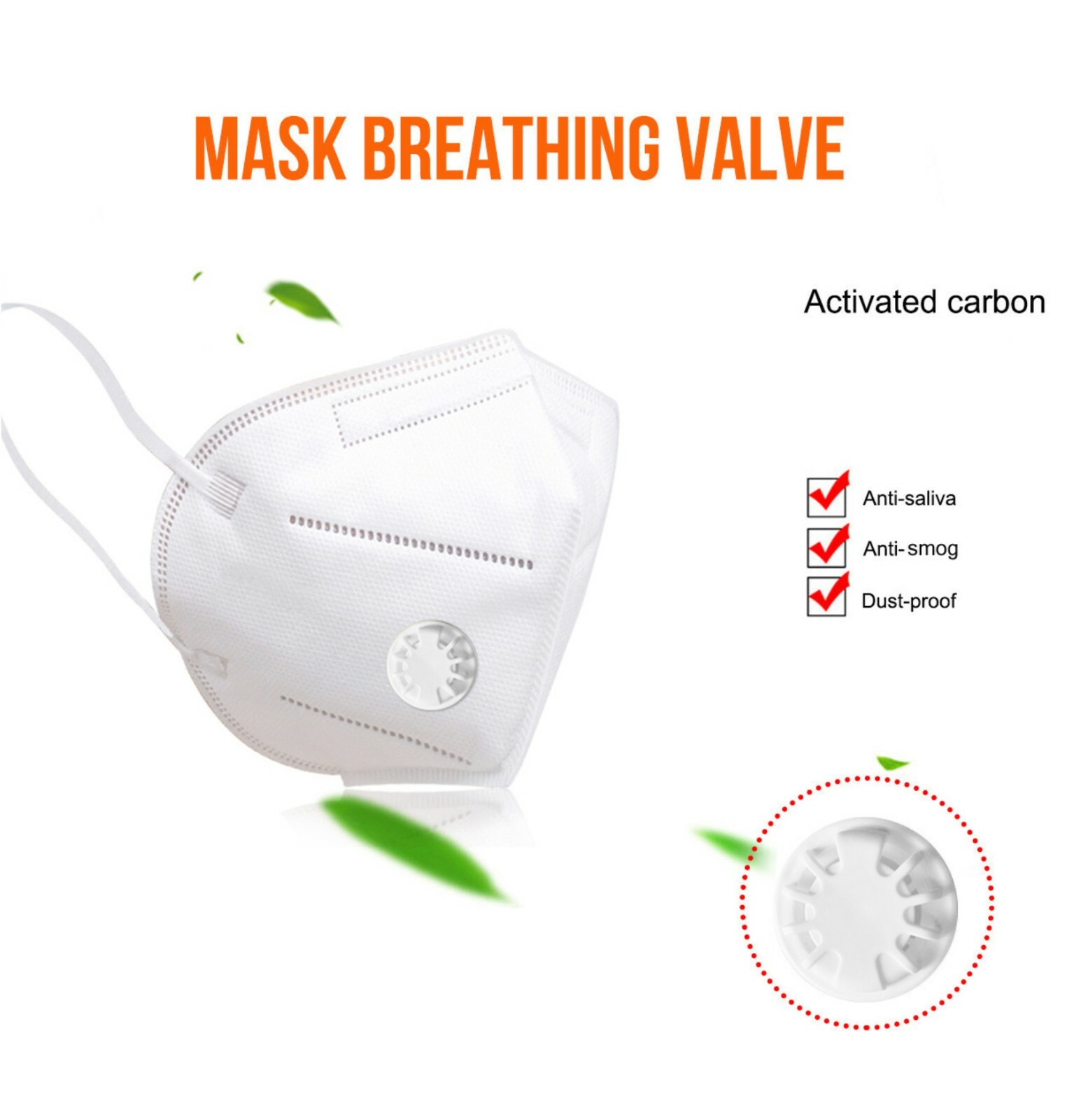 Face Mask Round Dynamic Breathing Valves ( White )