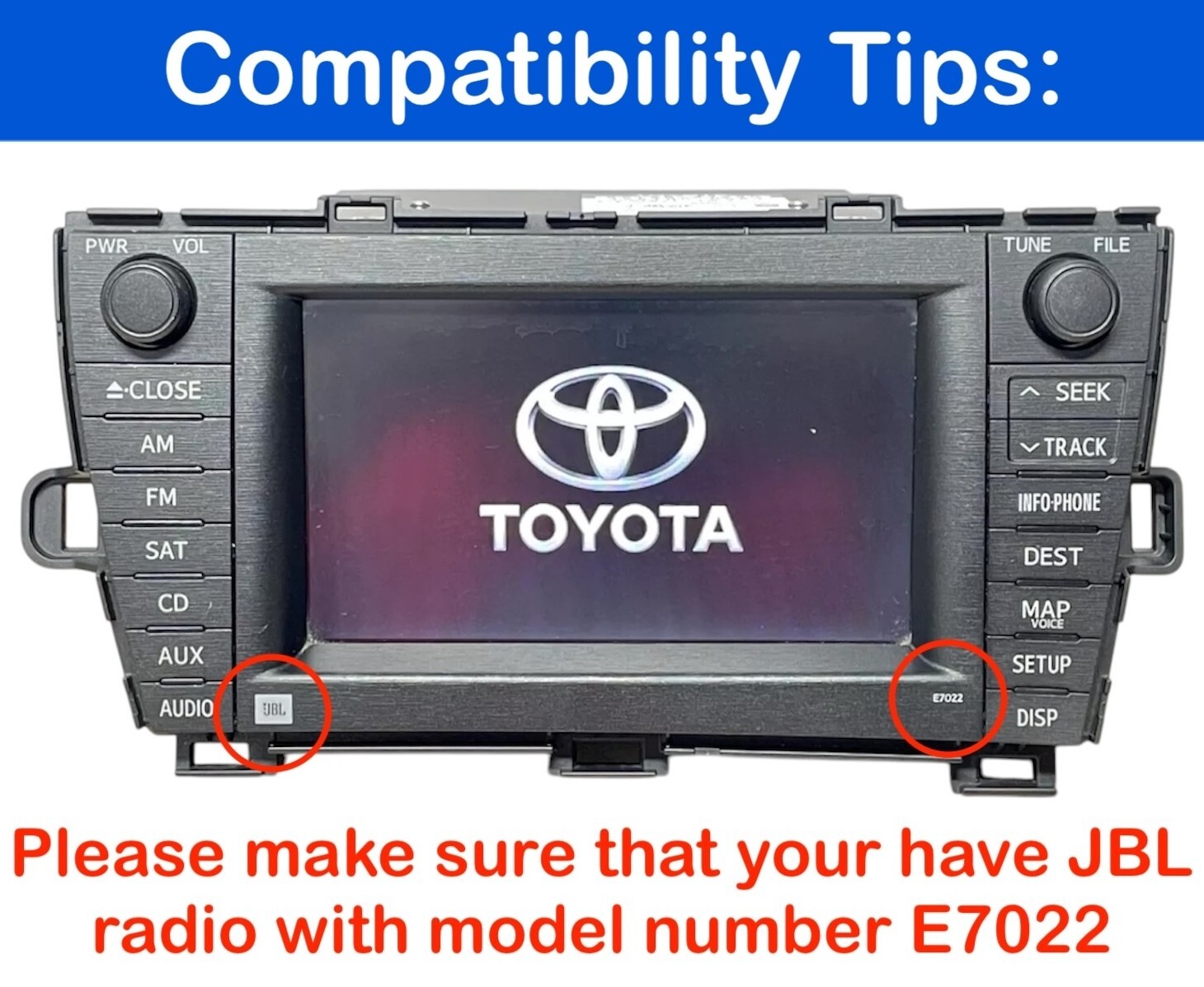 7" LCD Screen Display Replacement for TOYOTA Prius 2010-2011 JBL Radio #E7022