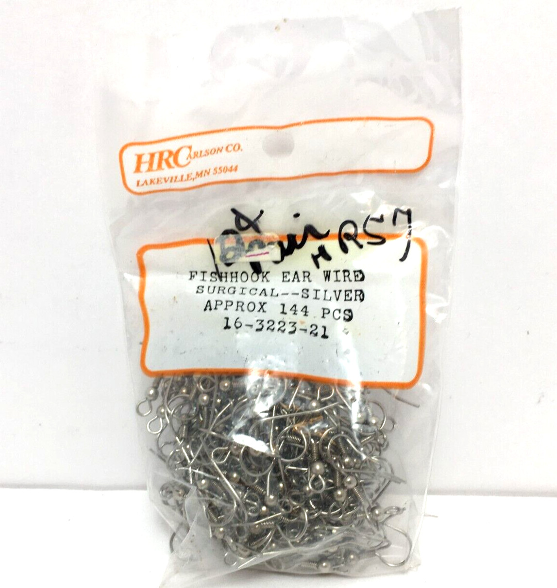 HRCarlson Co. fishhook ear wire silver tone 144 pieces earring making craft NEW