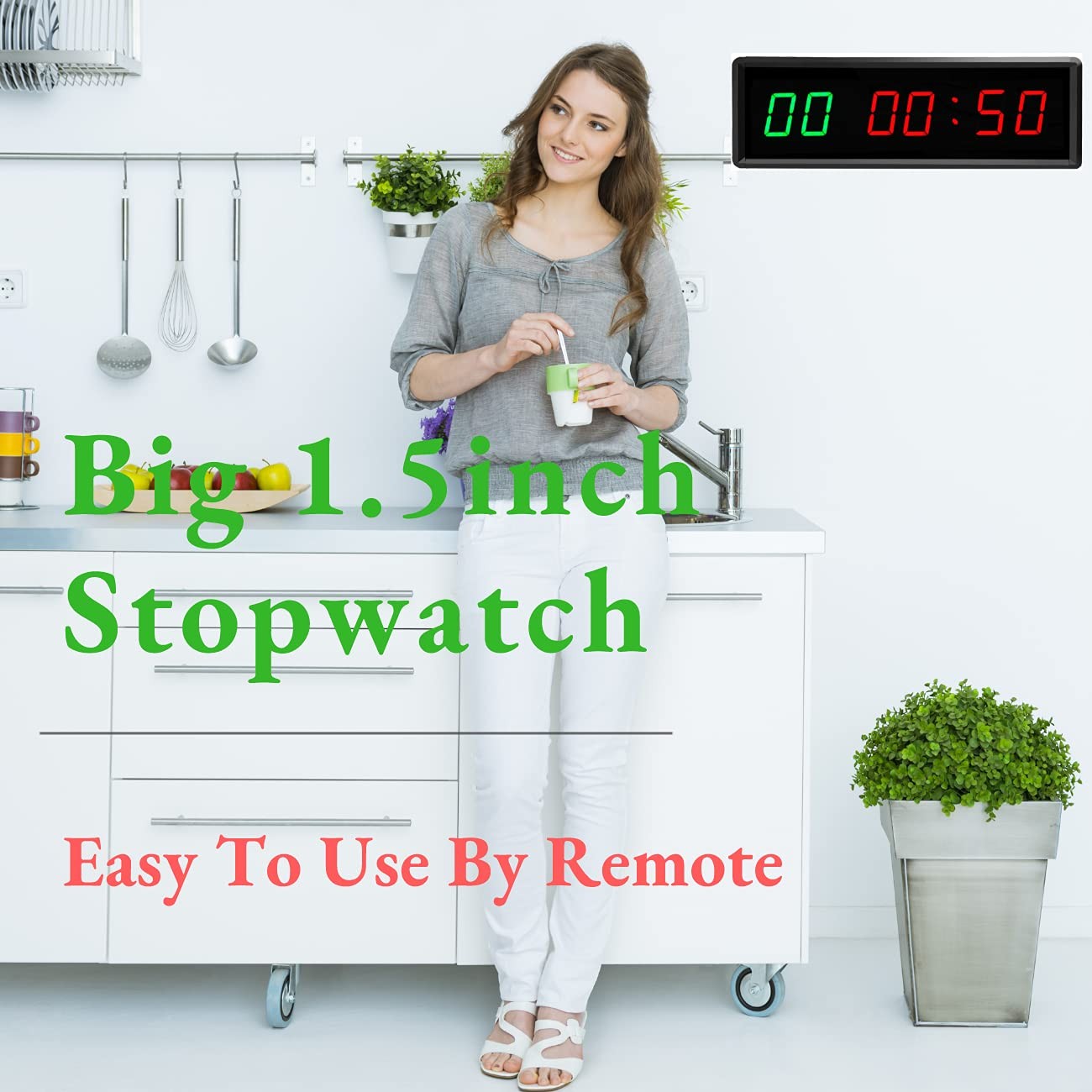BTBSIGN LED Interval Timer Count Down/Up Clock Stopwatch with Remote for Home...
