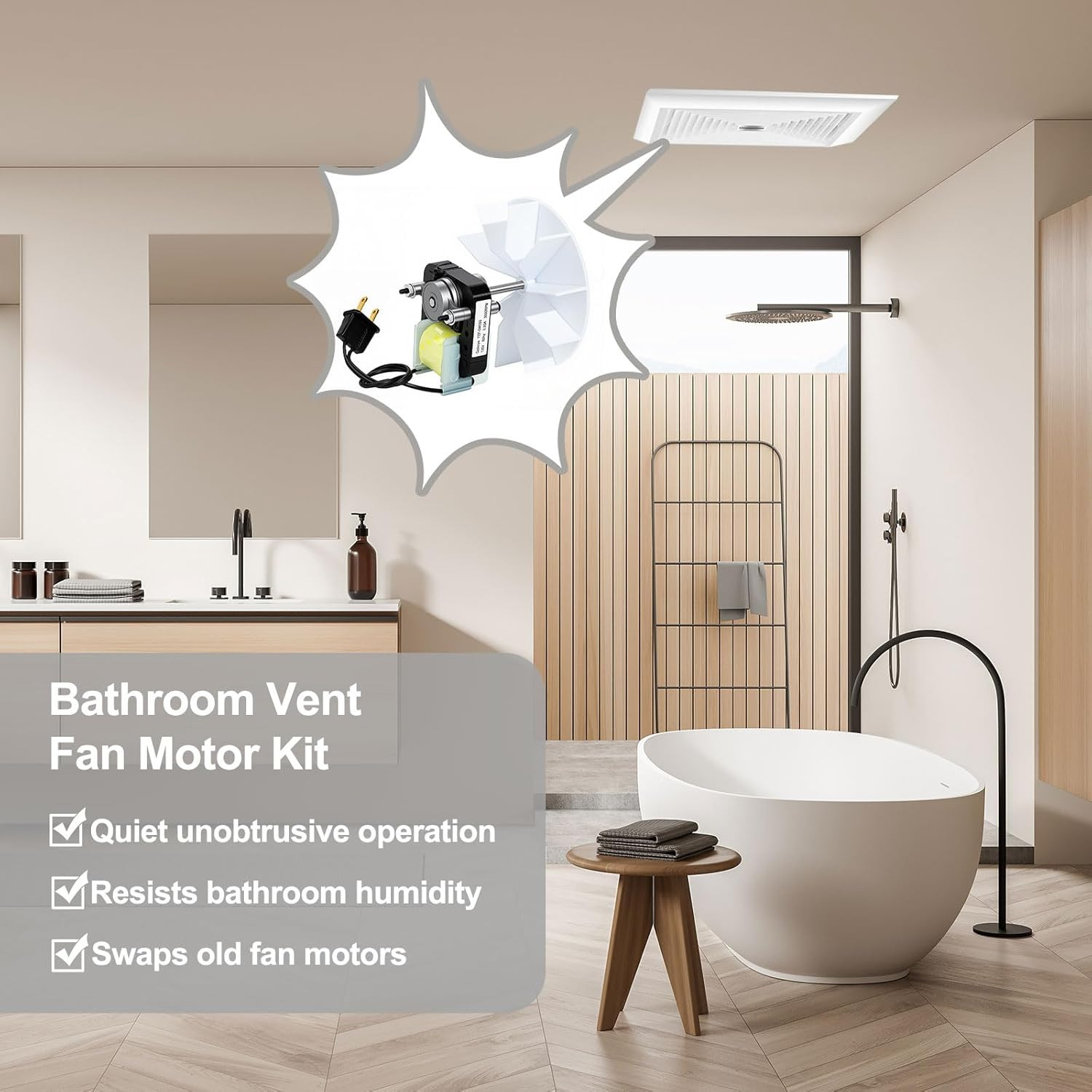 Universal Bathroom Exhaust Fan Motor Kit - 120V 50CFM for Nu-Tone & Br-oan, Bath