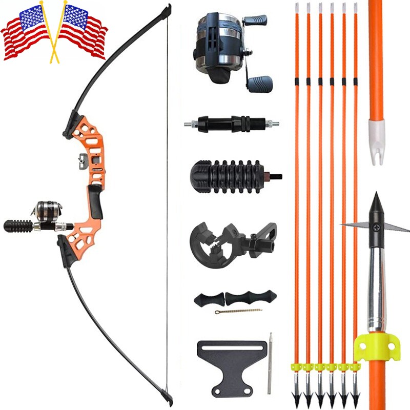 Bowfishing Recurve Bow Kit 40lbs Fishing Reel Archery Straight Bow Arrow Hunting