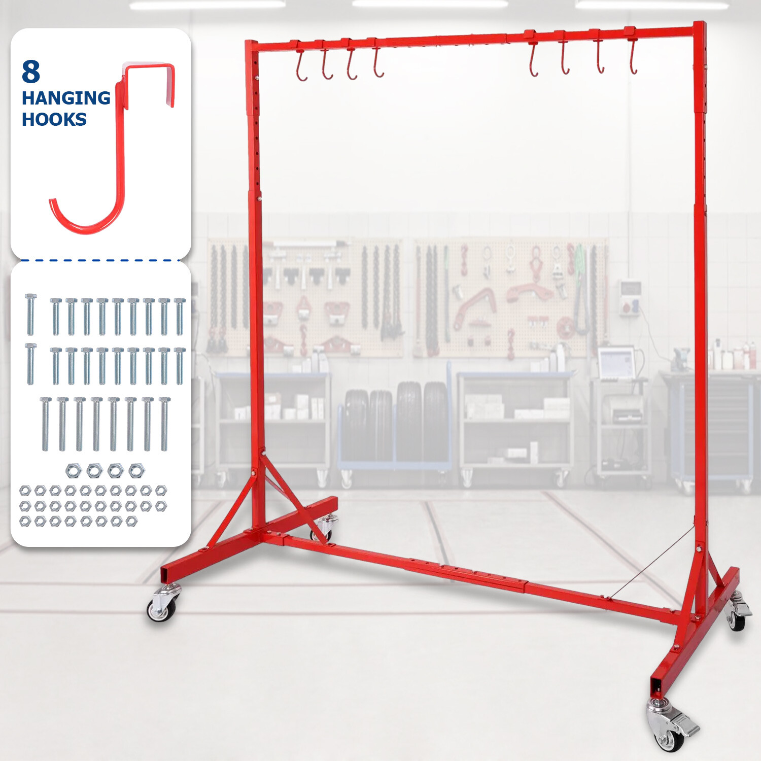 7FT Q235 Automotive Paint Rack Auto Body Painting Stand Hanger Hood Body Shop