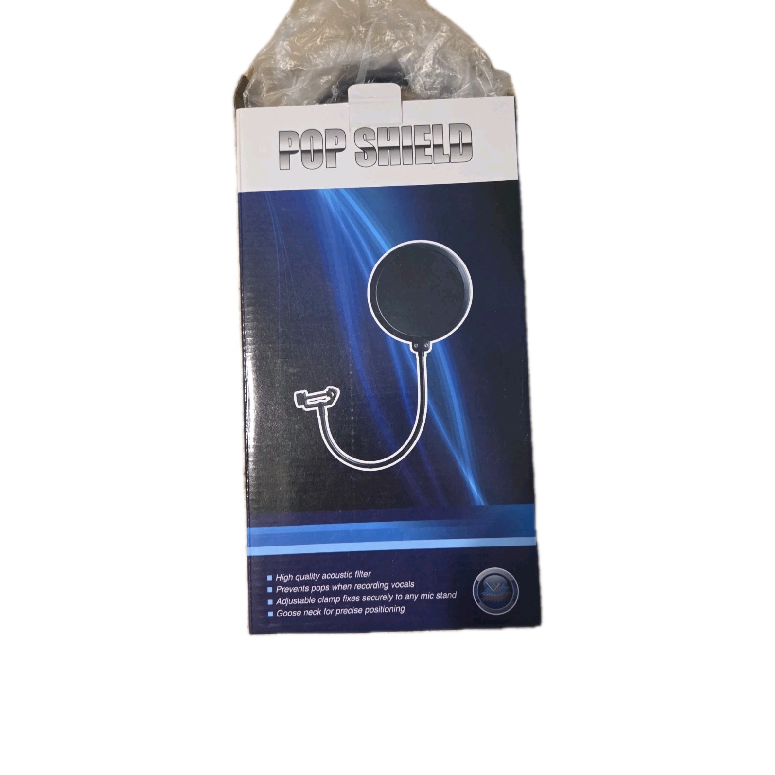 Pop Shield Microphone Pop Filter w/ Gooseneck Clamp Mount, Black