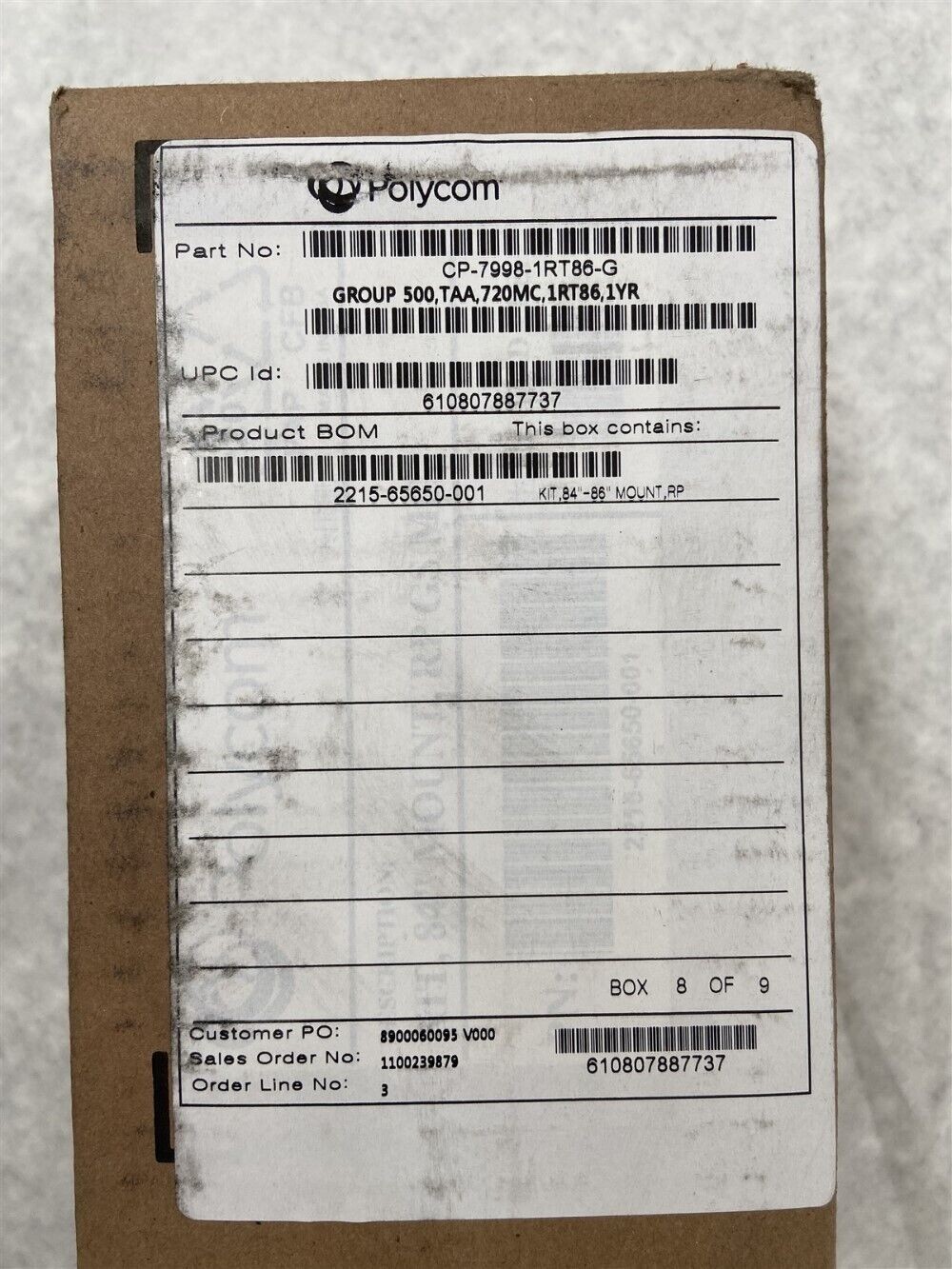 Polycom Poly 2215-65650-001 RealPresence 84" Display Mount Bracket Kit