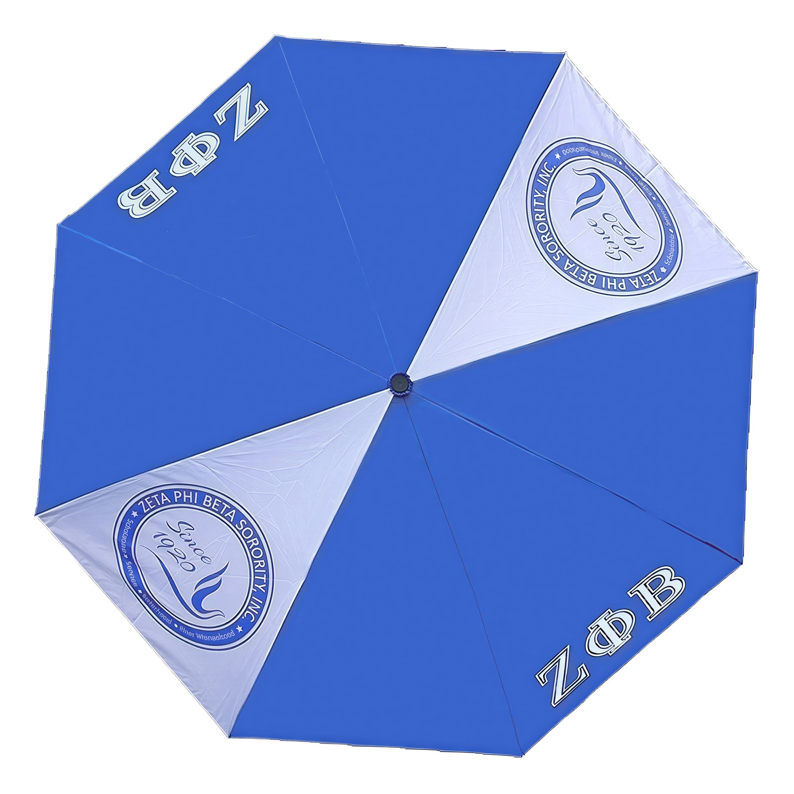 Zeta Phi/Φ Beta Vented Auto Open Compact Golf Umbrella [Blue/White]
