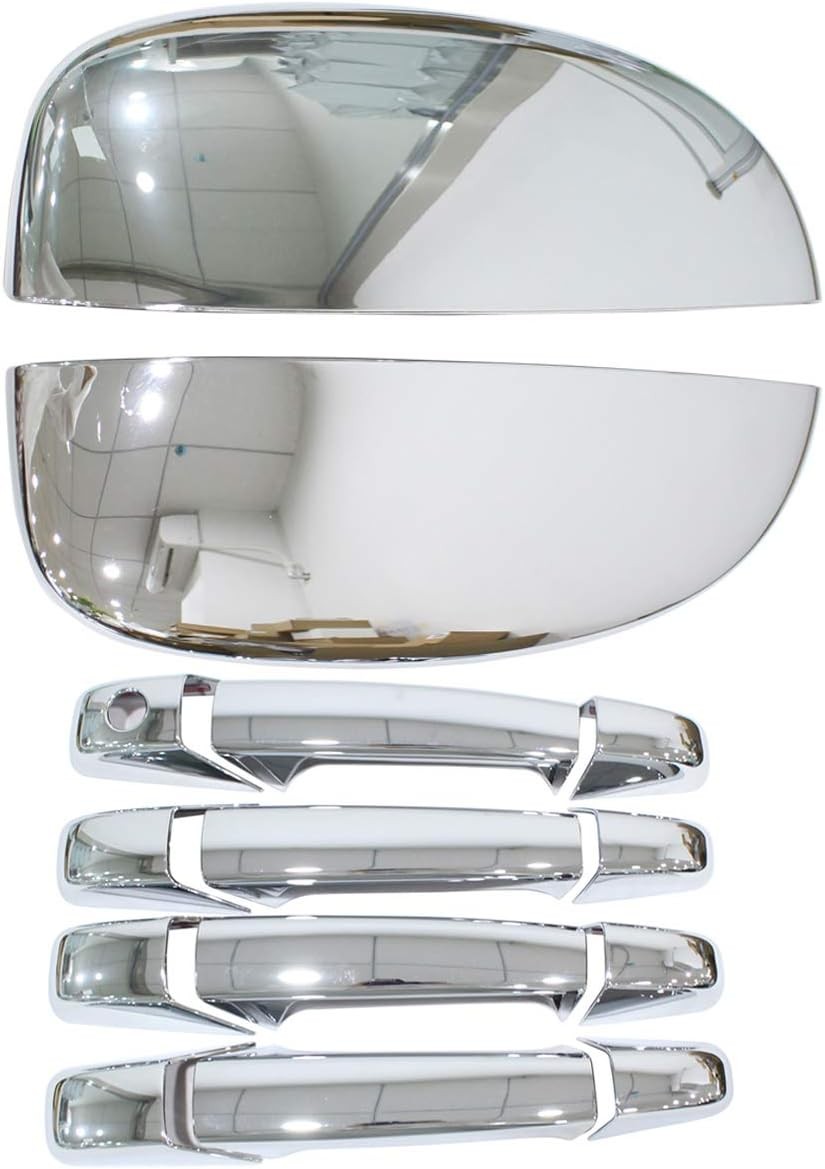 Pack of 4 Chrome Door Handle and Upper Mirror Cover for Chevy Tahoe Suburban