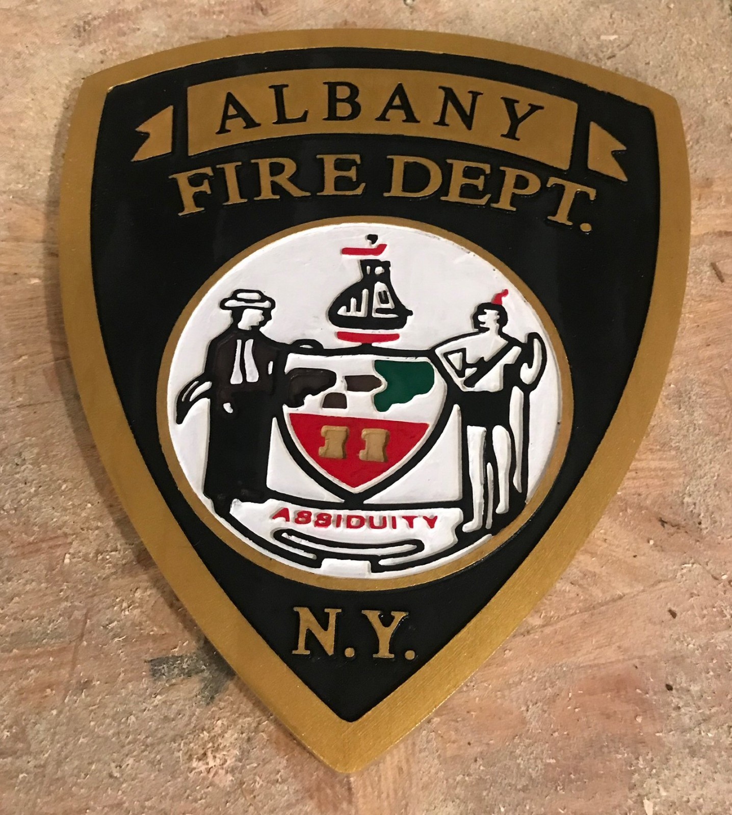 Fire Department Albany 3D routed wood patch plaque sign Custom carved
