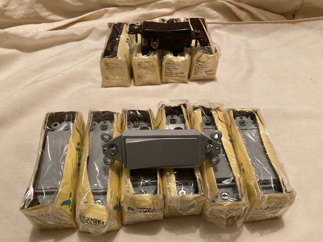 MADE IN USA - LOT OF 11 EAGLE ELECTRIC ROCKER WALL SWITCHES - DP & 3 WAY -COLORS