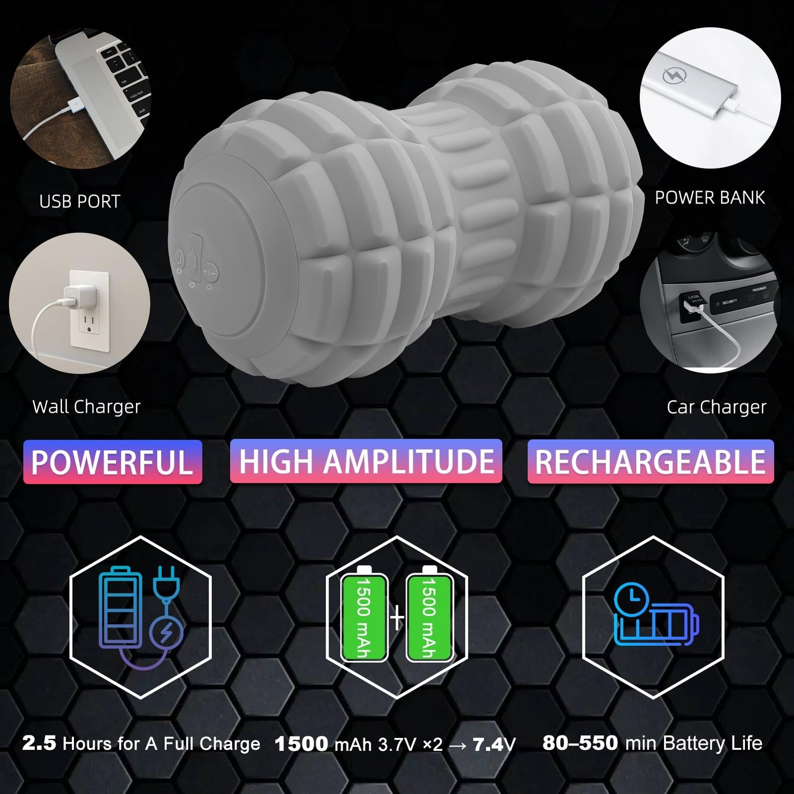 Vibrating Peanut Massage Ball - Silicone Trigger Point Roller for Back, Neck,...