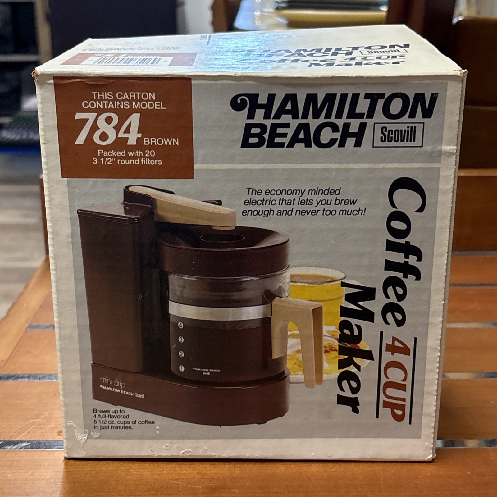 Vtg Mini-Drip Coffee Maker Hamilton Beach Scovill Model 784 Brown 4 Cup Sealed