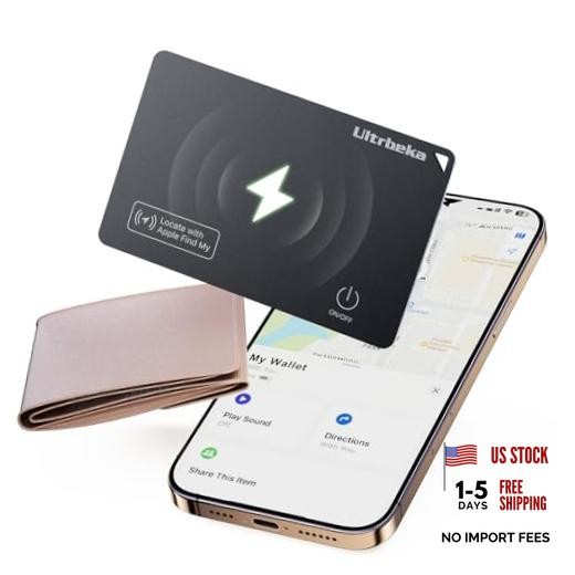 Ultra-Thin Wallet Tracker Card, Rechargeable 0.094in IP68 Waterproof 1-Pack