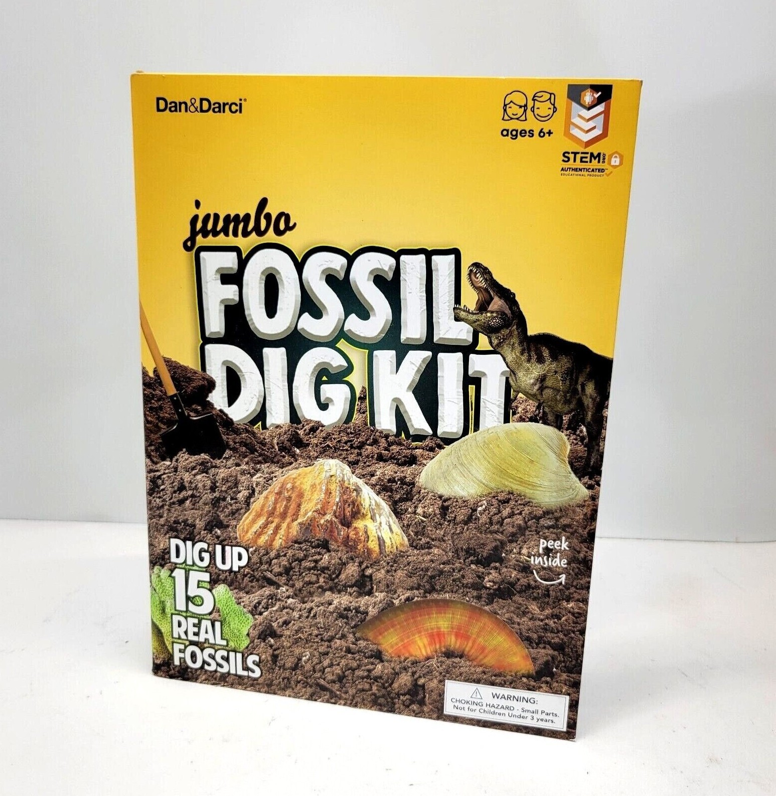 Jumbo Fossil Dig Kit STEM Dig Up 15 Real Fossils Excavation Tools and Guide NEW