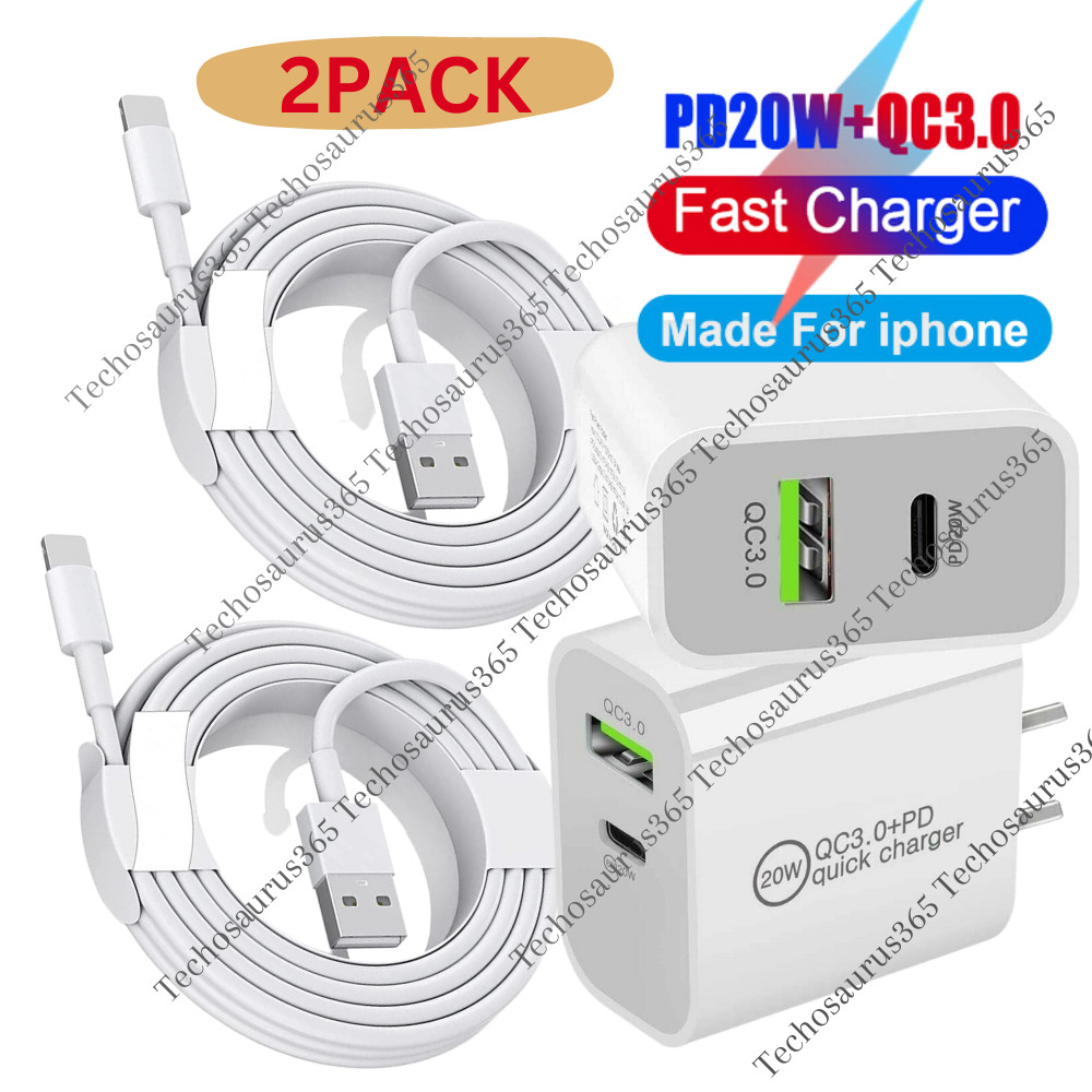 20W PD QC3.0 Fast Charger Wall Adapter USB Cable For iPhone 14/13/12/11 Pro iPad