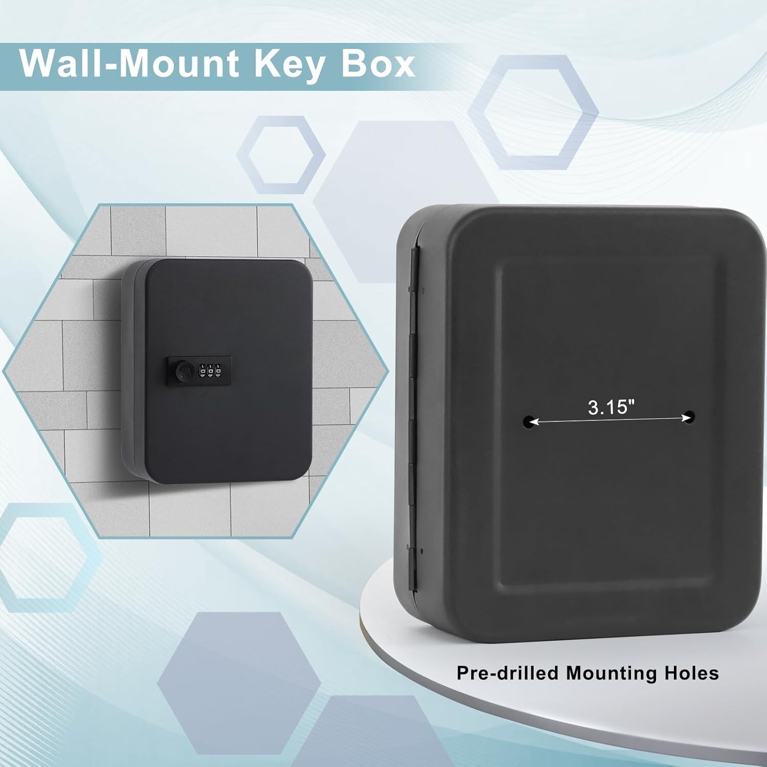 Secure 20 Key Storage Lock Box with Combination Lock - Wall Mount Organizer