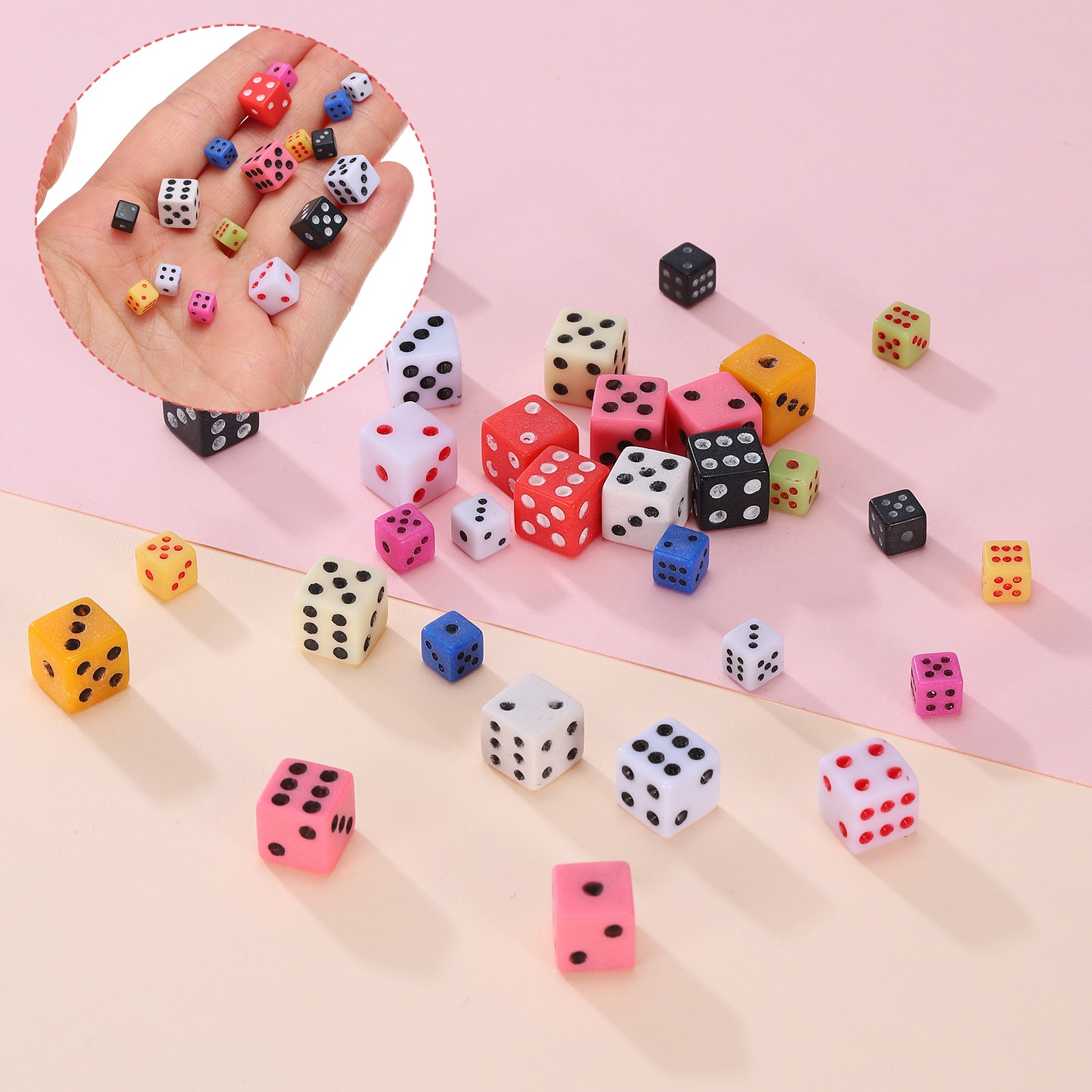 200Pcs Mini Acrylic Polyhedral Dice 8mm 6 Sided Square Corner Dice, Red