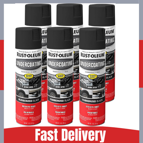 Rust-Oleum 248657 2 & 6 PK Stops Rust Undercoating Spray 15 oz, Rubberized Black